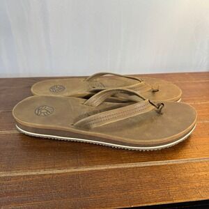 Freewaters Open Country 2.0 Brown Leather Flip Flop Sandals Womens 11 Beach Gear